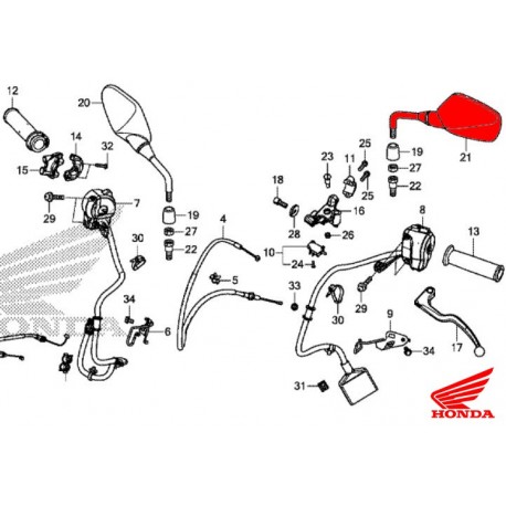 88220-MJE-D40 : Honda OEM left mirror CB650 CBR650