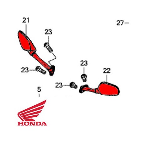 88120-MJE-D01 : Honda OEM left mirror CB650 CBR650