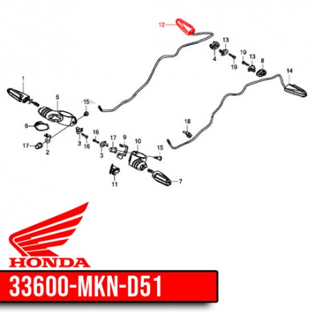 33600-MKN-D51 : Clignotants d'origine 2019 Honda CB650